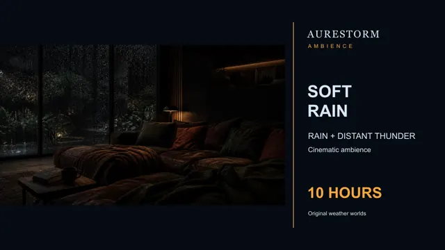 Soft Rain in a Cozy Dark Lounge for 10 Hours