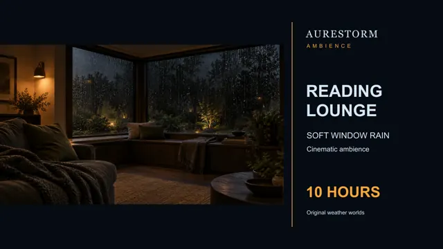 Soft Rain in a Cozy Reading Lounge for 10 Hours